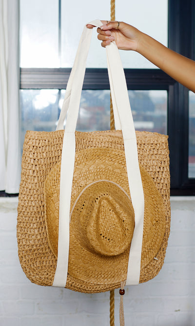 Straw Tote Bag - Latte - Cutely Covered