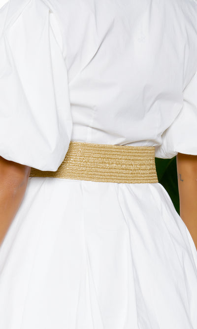 Elastic - Buckle Waistband Belt - Tan - Cutely Covered