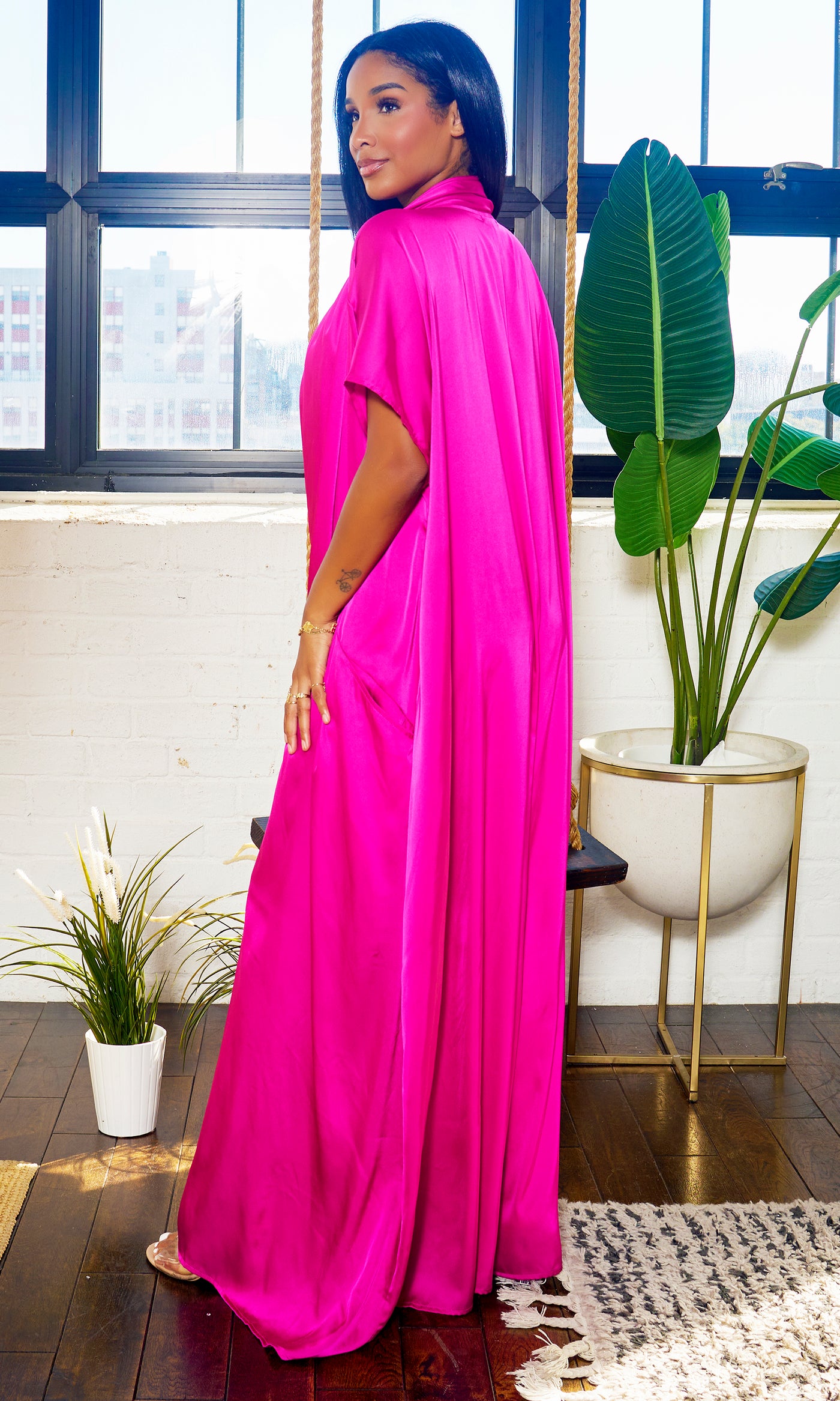 Luxe Drape Loose Fit Jumpsuit - Magenta PREORDER Ships End October - Cutely Covered