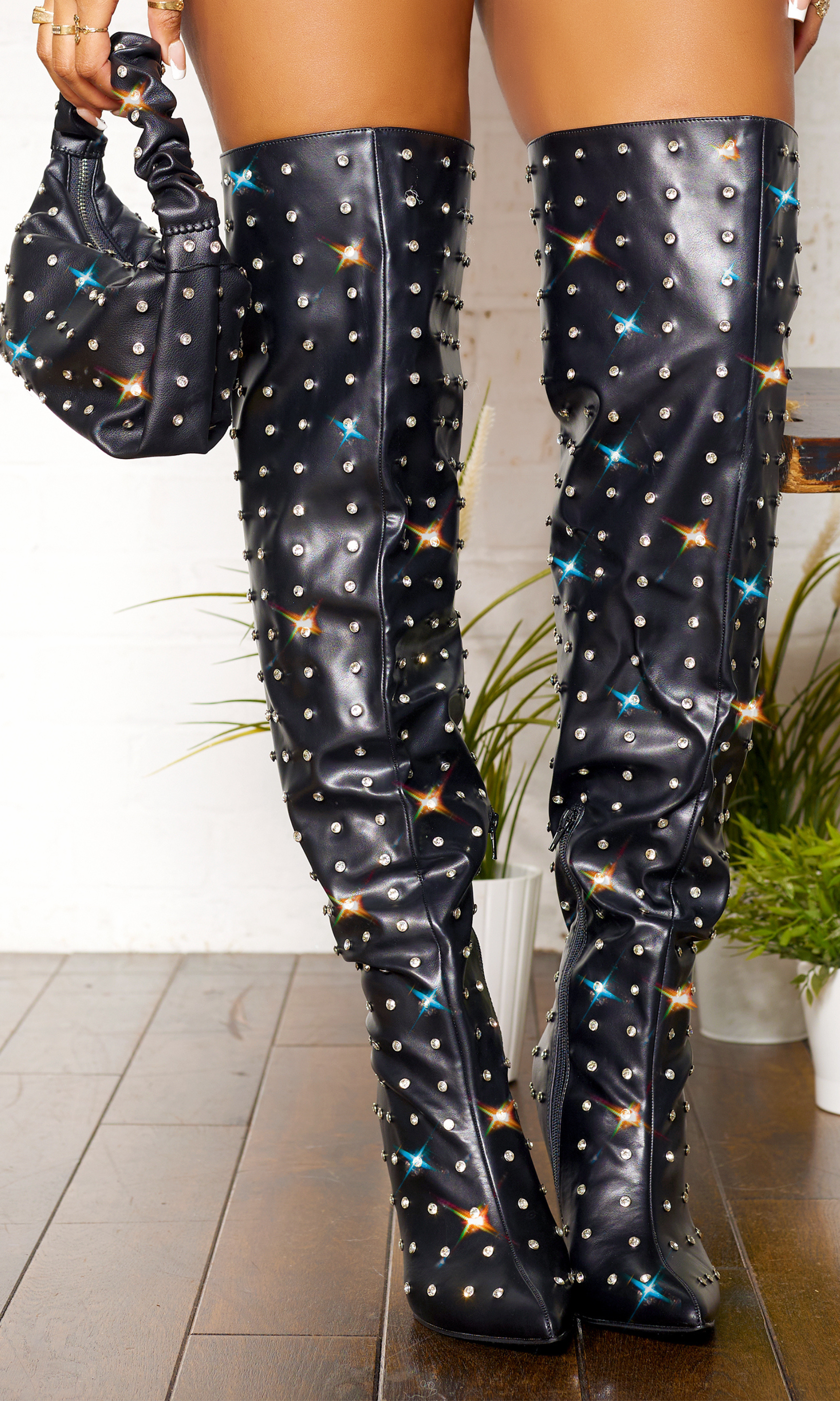 Studded thigh high sales boots