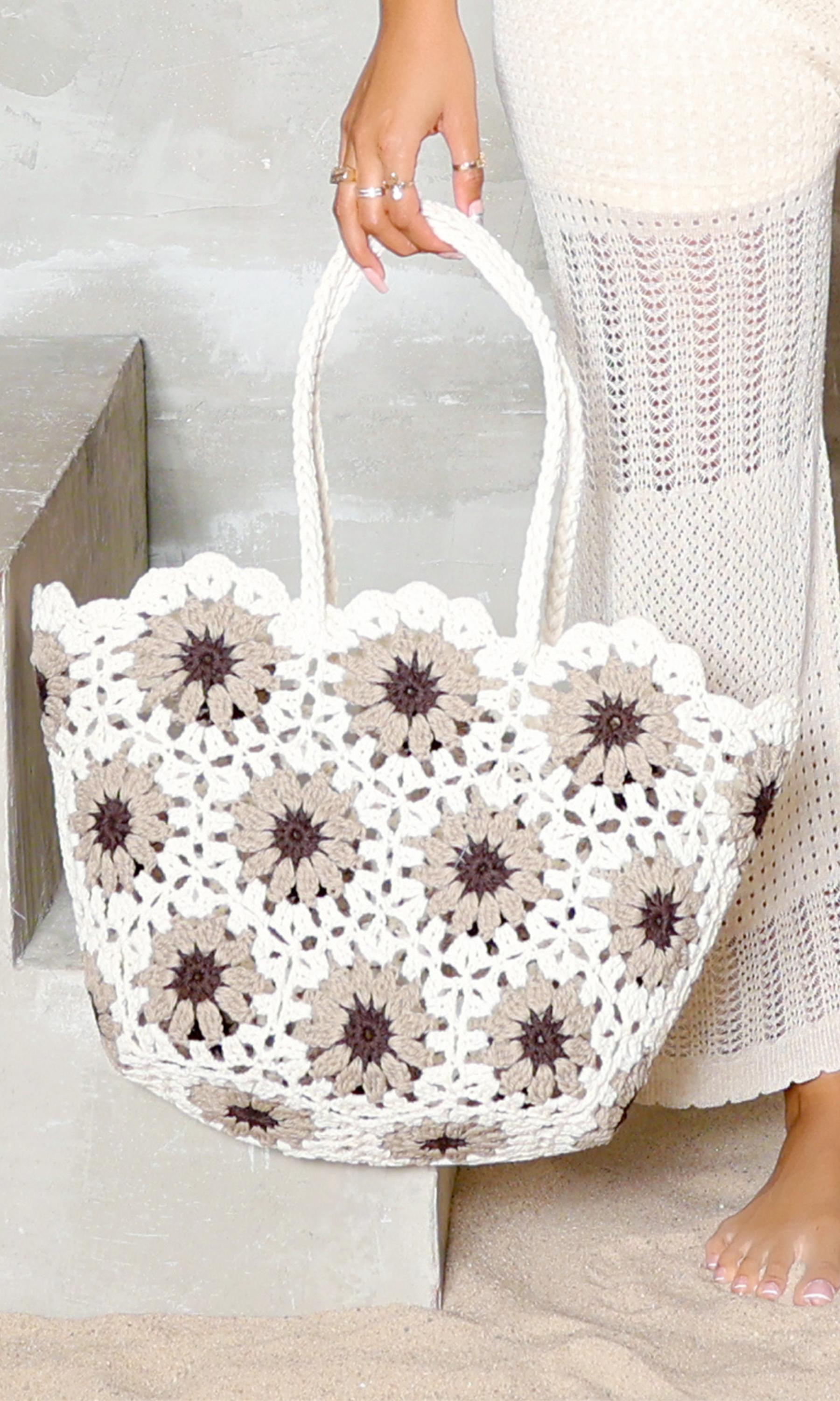 Daisy Delight Crochet Tote Bag - White – Cutely Covered