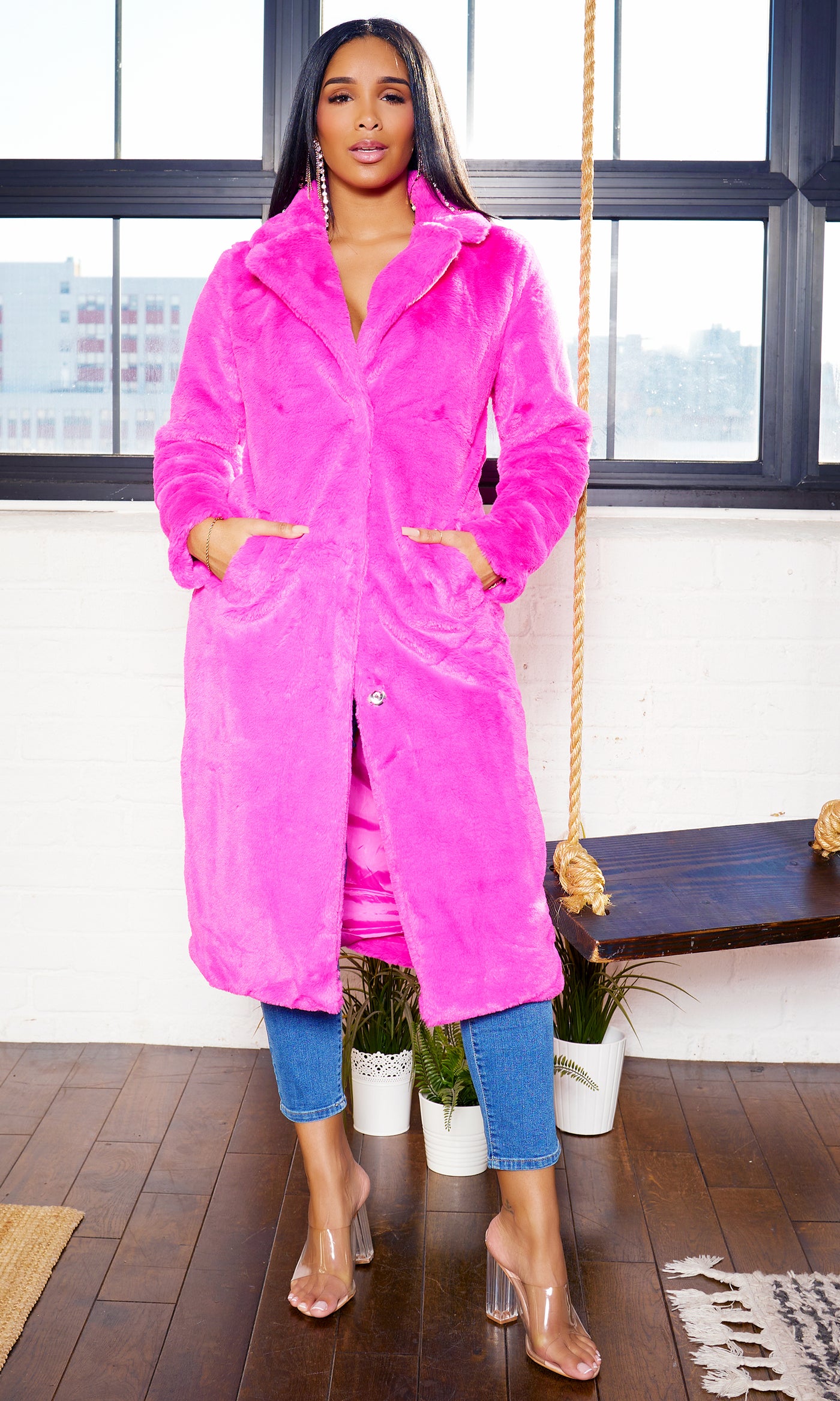 Plush Prowess Fur Coat- Pink