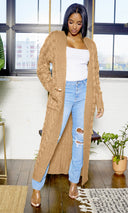 Cable Knit Cardigan - Tan - Cutely Covered