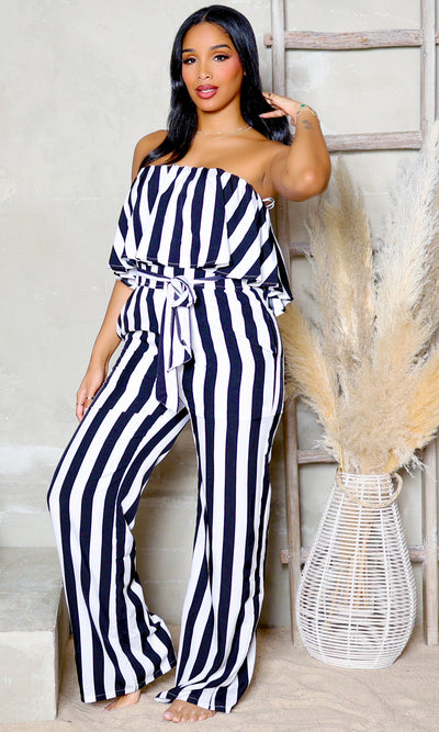 Sunset Shoreline | Striped Jumpsuit - Cutely Covered