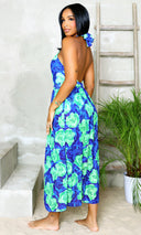 Halter Hussy | One Piece Monokini Skirt Set Blue/Green PREORDER - Cutely Covered