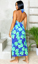 Halter Hussy | One Piece Monokini Skirt Set Blue/Green PREORDER - Cutely Covered