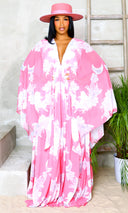 Larisa | Cape Floral Maxi Dress - Pink & Gray FINAL SALE - Cutely Covered