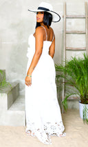 Lace Elegance | Embroidery Detail Maxi Dress - White FINAL SALE - Cutely Covered
