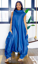Turtle Neck Harem Jumpsuit - Blue Denim - Cutely Covered