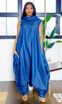 Turtle Neck Harem Jumpsuit - Blue Denim - Cutely Covered