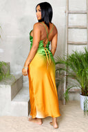 Isla Mariposa | Lace Back Slip Maxi Dress - Green Yellow FINAL SALE - Cutely Covered