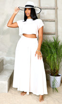 Chic Ensemble | Crop Top Skirt Set - Off White - Cutely Covered