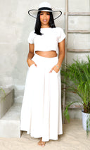 Chic Ensemble | Crop Top Skirt Set - Off White - Cutely Covered