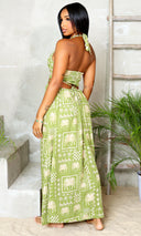 Chic Floral Halter Neck Dress - Green FINAL SALE - Cutely Covered