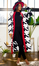 Houndstooth Red Detail Cardigan - Cutely Covered