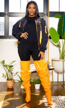 Orange Faux Leather Runched Boots PREORDER Ships Early October - Cutely Covered
