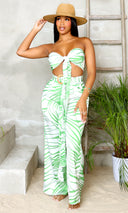 Hawaiian Haven | Halter Top Pants Set - Lime Green - Cutely Covered