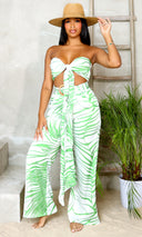 Hawaiian Haven | Halter Top Pants Set - Lime Green - Cutely Covered