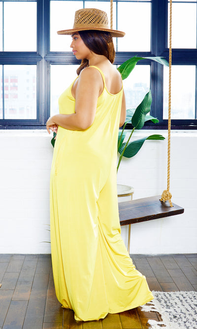 Stretch Chic Jumpsuit - Yellow - Cutely Covered