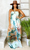 Tropical Temptress | Halter Maxi Dress - Palm Print FINAL SALE - Cutely Covered