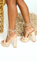 Lace-Up Rope Platform Sandals - Nude - Cutely Covered