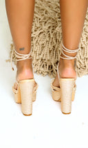 Lace-Up Rope Platform Sandals - Nude - Cutely Covered