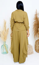 Luxury | Jersey Cardigan Set - Olive - Cutely Covered