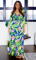 Blessed and Beautiful l  Stretch Maxi Dress - Navy Floral - Cutely Covered