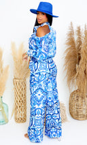 Ioannina |  Blue & White Printed Pant Set FINAL SALE - Cutely Covered