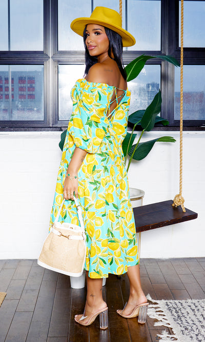 Lemon and Leaves | Printed Dress - Cutely Covered