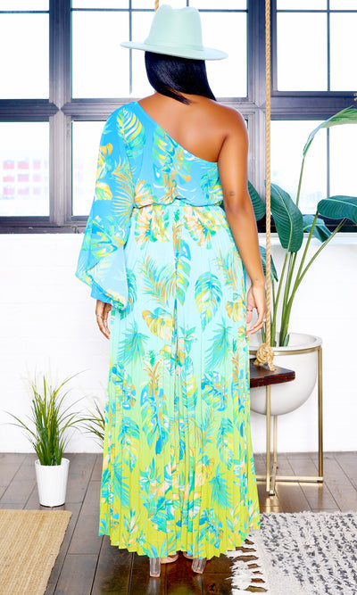 Floral Harmony | Captivating Jumpsuit - Blue Green