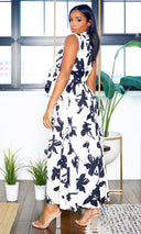 Wildflower | Collared Tie Front Maxi Dress - Ivory FINAL SALE - Cutely Covered