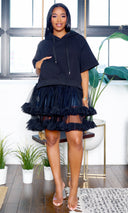 Take Me | Hooded Tulle Dress - Black - Cutely Covered