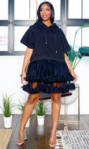 Take Me | Hooded Tulle Dress - Black - Cutely Covered