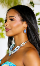 Necklace Earrings Set - Blue - Cutely Covered