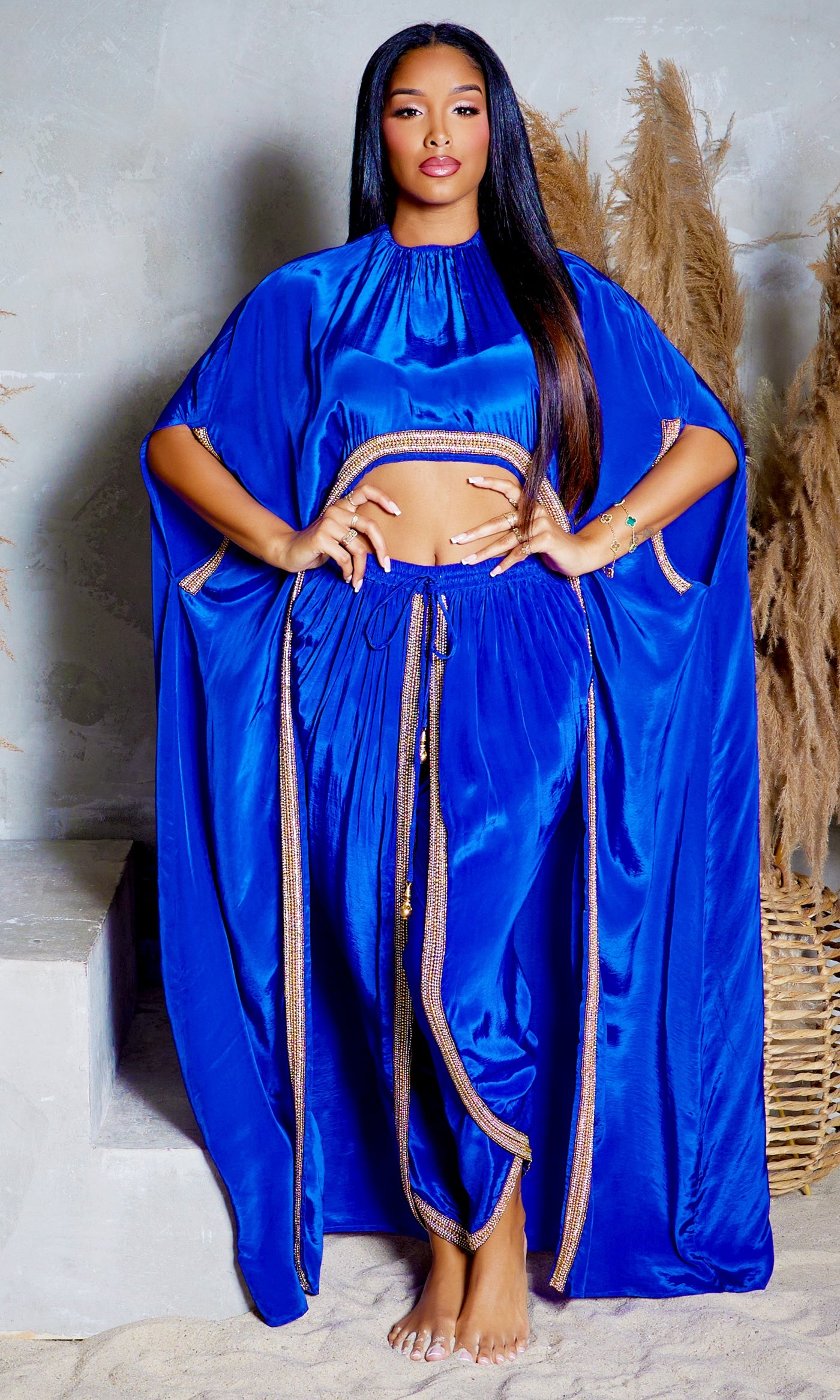 Hera | Cape Pants Set - Royal Blue - Cutely Covered