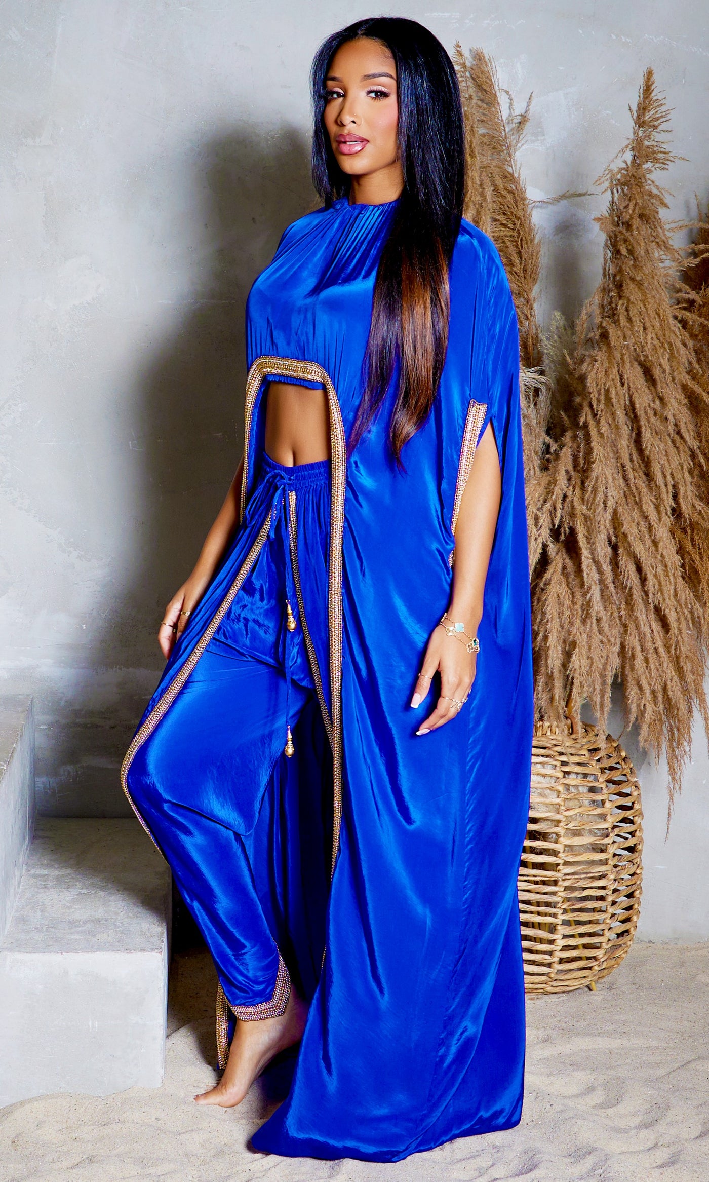Hera | Cape Pants Set - Royal Blue - Cutely Covered