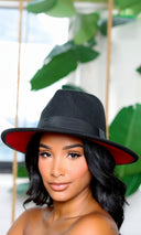 Still Trending black w/ Red Bottom | Wide Brim Panama Felt Fedora Hat with Band Unisex for Women Men - Cutely Covered