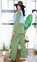 Denim Duo: The Urban Elegance Pants Set- Olive FINAL SALE - Cutely Covered