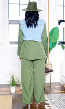 Denim Duo: The Urban Elegance Pants Set- Olive FINAL SALE - Cutely Covered