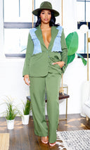 Denim Duo: The Urban Elegance Pants Set- Olive FINAL SALE - Cutely Covered