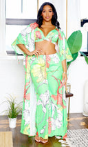 Claire | Stylish Floral Pants Set - Leaf Green FINAL SALE - Cutely Covered