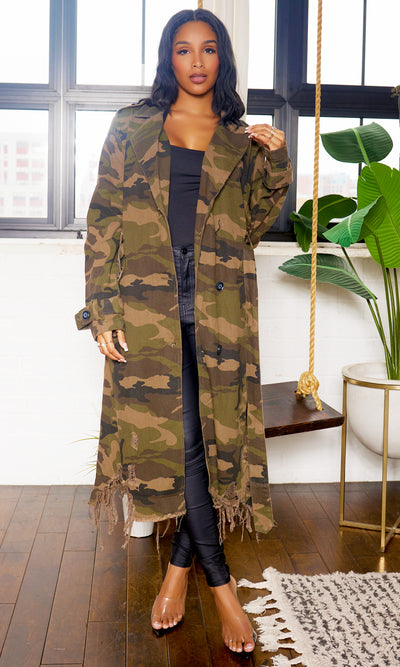 Camo Trench Coat - Cutely Covered