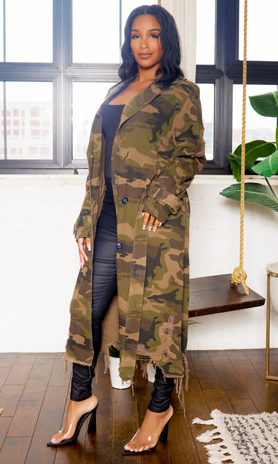 Camo Trench Coat - Cutely Covered