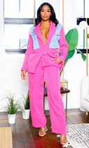 Denim Duo- The Urban Elegance Pants Set -Pink - Cutely Covered