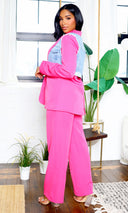 Denim Duo- The Urban Elegance Pants Set -Pink - Cutely Covered