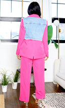 Denim Duo- The Urban Elegance Pants Set -Pink - Cutely Covered