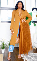 About It | Ruffle Detail Blazer Dress - Rust - Cutely Covered