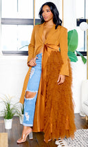 About It | Ruffle Detail Blazer Dress - Rust - Cutely Covered