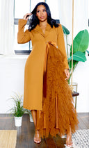 About It | Ruffle Detail Blazer Dress - Rust - Cutely Covered